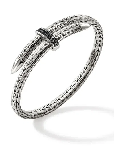 John Hardy Sterling Silver Spear Black Sapphire Flex Bracelet In Silver