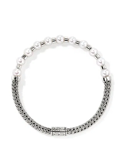John Hardy Sterling Silver Jh Essentials Cultured Freshwater Pearl Chain Bracelet In Metallic