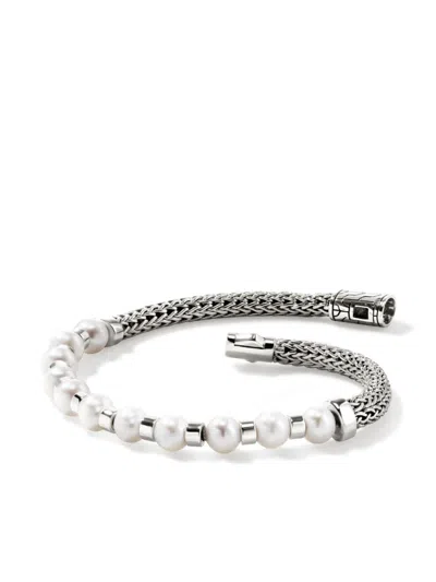 John Hardy Sterling Silver Jh Essentials Cultured Freshwater Pearl Chain Bracelet In Metallic