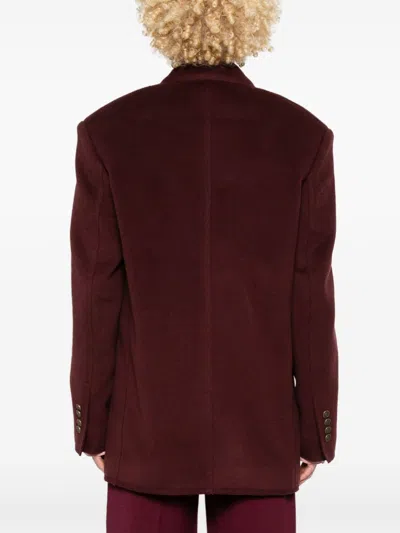 Etro Bordeaux Double-breasted Jacket With Logo Detail On Buttons In Wool Blend Woman In Red