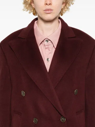 Etro Bordeaux Double-breasted Jacket With Logo Detail On Buttons In Wool Blend Woman In Red