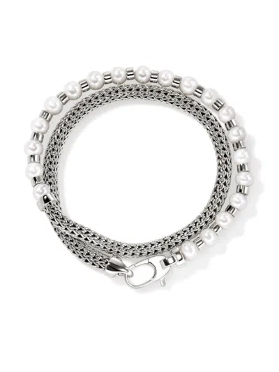 John Hardy Jh Essential Wrap Pearl Bracelet In Silver