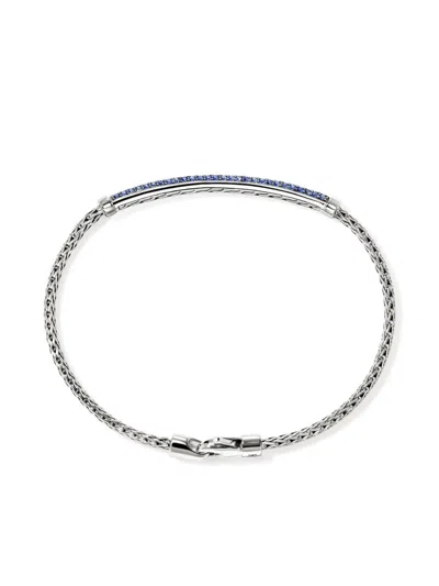 John Hardy Jh Essentials Sterling Silver Blue Sapphire Pave Bracelet In Silver
