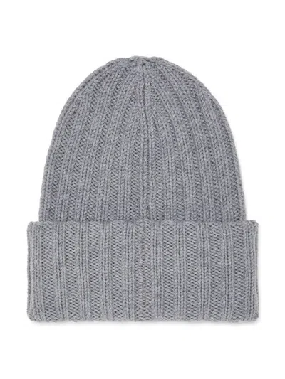Dsquared2 Grey Ribbed Tricot Wool Hat In Grey
