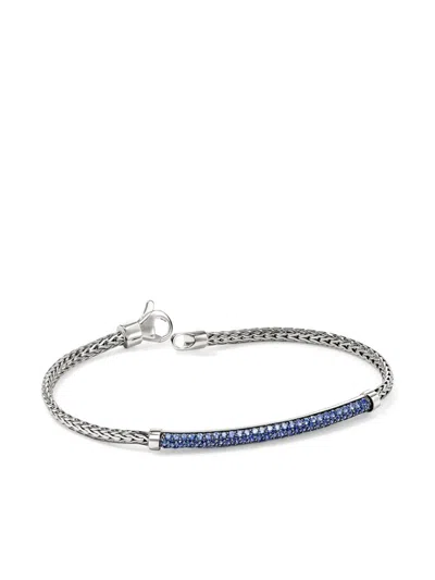 John Hardy Jh Essentials Sterling Silver Blue Sapphire Pave Bracelet In Silver