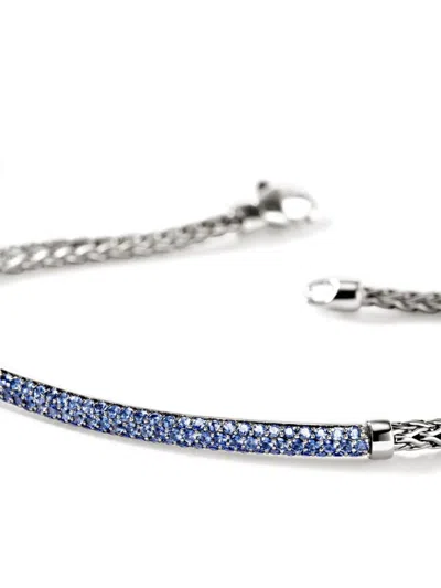 John Hardy Jh Essentials Sterling Silver Blue Sapphire Pave Bracelet In Silver