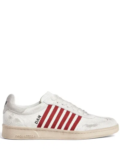 Dsquared2 Distressed Boxer Low-top Sneakers In White