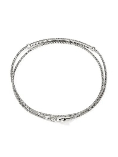 John Hardy Sterling Silver Jh Essentials Diamond Pave Wrap Bracelet In Silver