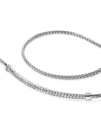 John Hardy Sterling Silver Jh Essentials Diamond Pave Wrap Bracelet In Silver
