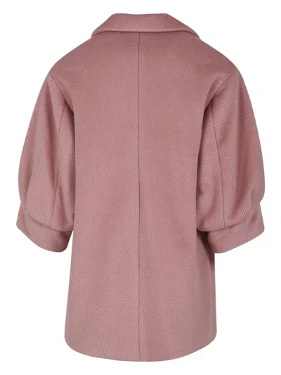Simonetta Single-breasted Corduroy Coat In Pink