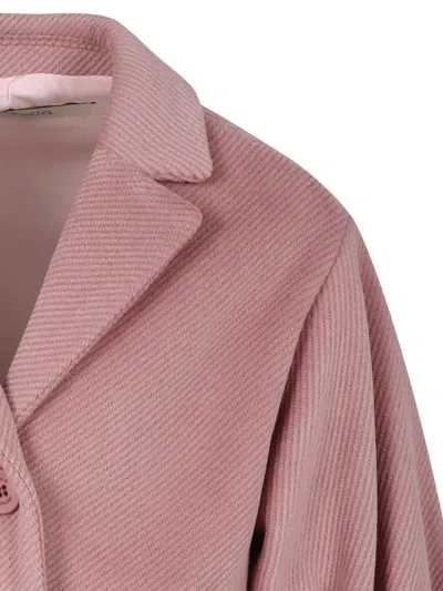 Simonetta Single-breasted Corduroy Coat In Pink