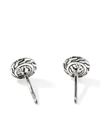 John Hardy Sterling Silver Jh Essentials Diamond Pave Frame Stud Earrings In Silver