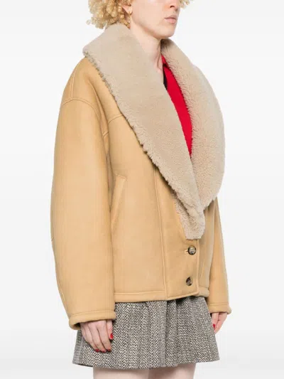 Golden Goose Women's Luxurious 100% Leather Jacket In Neutrals