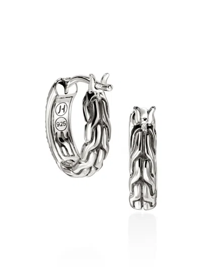 John Hardy Jh Essentials Diamond Hoop Earrings In Silver
