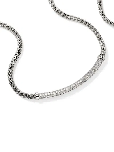 John Hardy Jh Essential Diamond Necklace In Silver