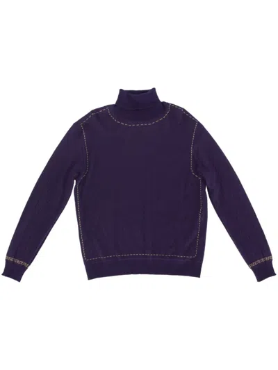 Pre-owned Versace 2000s Wool Jumper In Purple