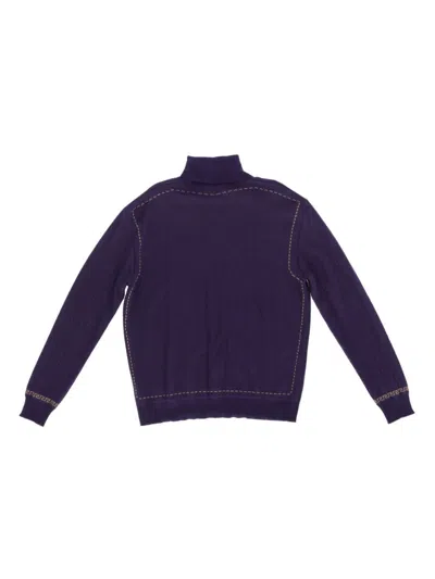 Pre-owned Versace 2000s Wool Jumper In Purple