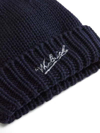 Woolrich Logo-embroidered Beanie In Blue