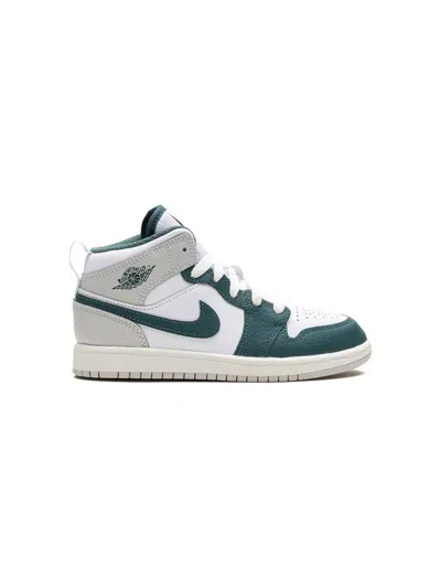 Jordan 1 Mid Se "green" Sneakers In White