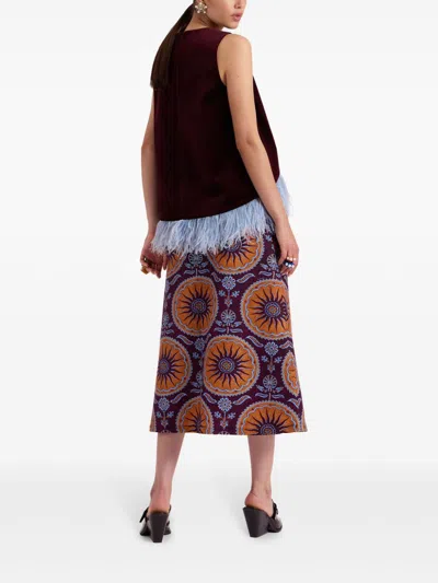 Shop La Doublej Geometric-print A-line Skirt In Purple