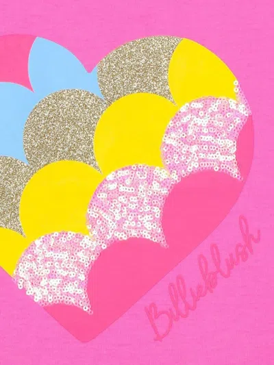 Billieblush Sequin-embellished Heart Motif T-shirt In Pink