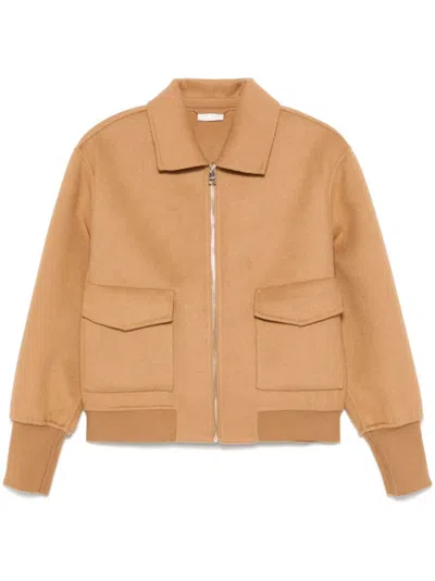 Liu •jo Zip-up Felted Bomber Jacket Liu-jo In Brown