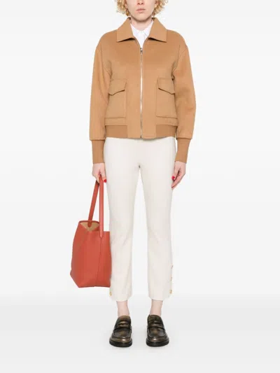 Liu •jo Zip-up Felted Bomber Jacket Liu-jo In Brown