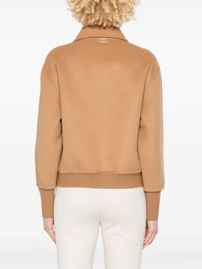 Liu •jo Zip-up Felted Bomber Jacket Liu-jo In Brown
