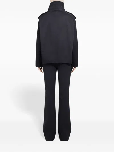 Courrèges Oblique Short Cotton Wrap Trench Coat In Black