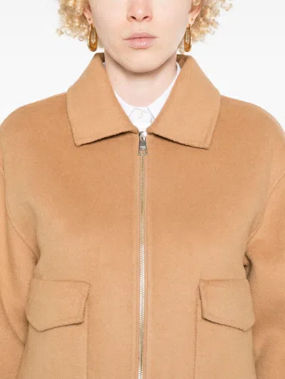 Liu •jo Zip-up Felted Bomber Jacket Liu-jo In Brown