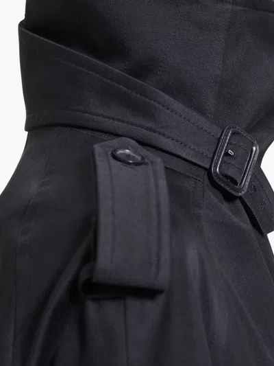 Courrèges Oblique Short Cotton Wrap Trench Coat In Black