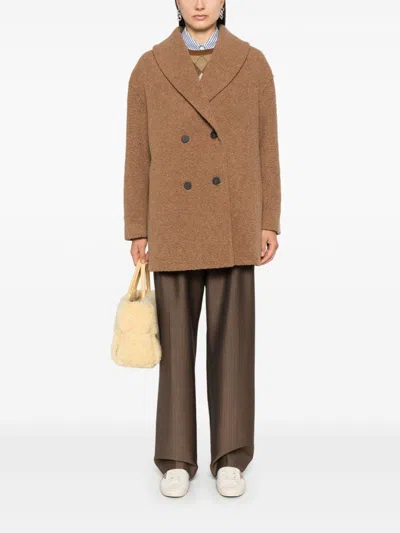 Harris Wharf London Bouclé Coat In Brown