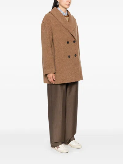 Harris Wharf London Bouclé Coat In Brown