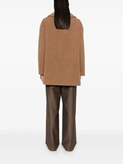 Harris Wharf London Bouclé Coat In Brown