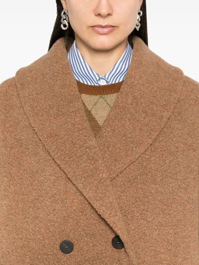 Harris Wharf London Bouclé Coat In Brown