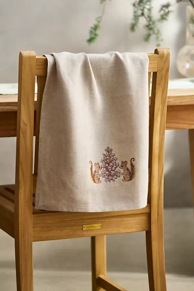 Terrain Coral & Tusk Pinecone Chipmunk Dish Towel In Multicolor