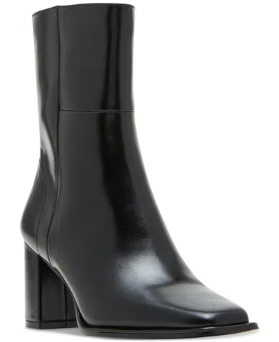Madden Girl Monicaa Snip-toe Block-heel Booties In Black Shiny