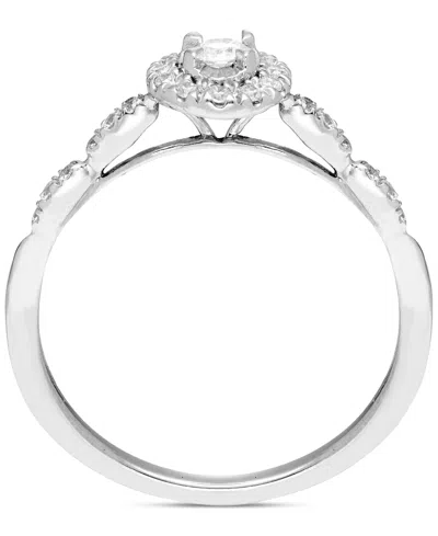 Macy's Diamond Halo Engagement Ring (1/4 Ct. T.w.) In 14k White Gold In White Gold