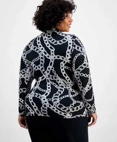 Inc International Concepts Plus Size Printed Faux-wrap Top, Created For Macy's In Kari Combo