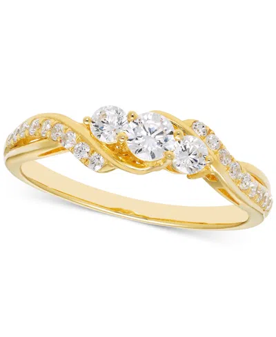 Macy's Diamond Three Stone Twist Engagement Ring (1/2 Ct. T.w.) In 14k Gold In Yellow Gold