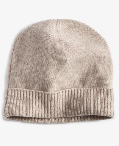 Charter Club 100% Cashmere Cuffed Beanie, Created For Macys In Pearl Taupe Heather