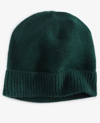 Charter Club 100% Cashmere Cuffed Beanie, Created For Macys In Deep Pine