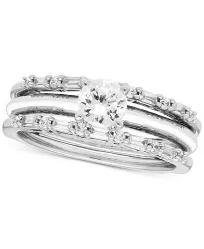 Macy's Diamond Round & Baguette Enhancer Ring Guard (1/4 Ct. T.w.) In 14k White Gold In White Gold
