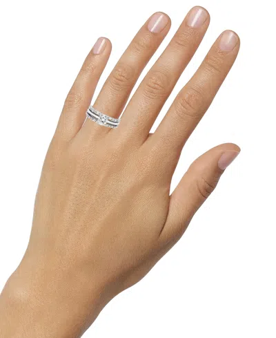 Macy's Diamond Round & Baguette Enhancer Ring Guard (1/4 Ct. T.w.) In 14k White Gold In White Gold