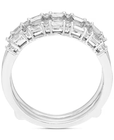 Macy's Diamond Round & Baguette Enhancer Ring Guard (1/4 Ct. T.w.) In 14k White Gold In White Gold