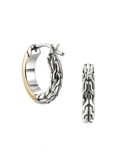 John Hardy 14kt Yellow Gold Essential Crossover Diamond Hoop Earrings In Gold