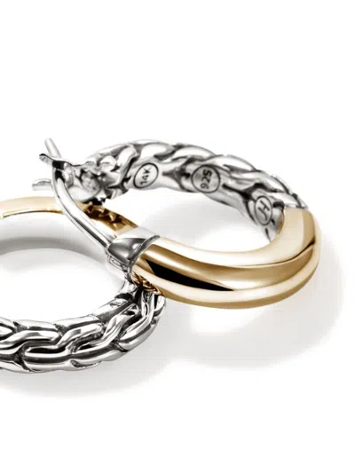 John Hardy 14kt Yellow Gold Essential Crossover Diamond Hoop Earrings In Gold