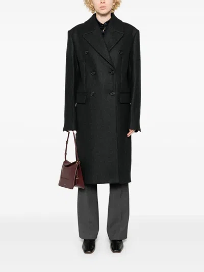 Totême Double-breasted Brushed Recycled-cashmere Coat In Grey