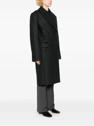 Totême Double-breasted Brushed Recycled-cashmere Coat In Grey