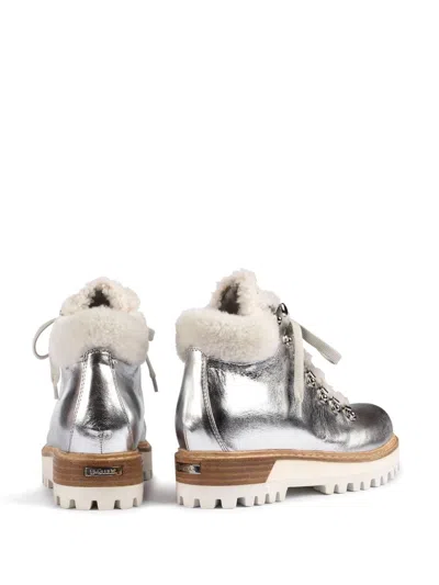 Le Silla St. Moritz 40m Leather Ankle Boots In Silver